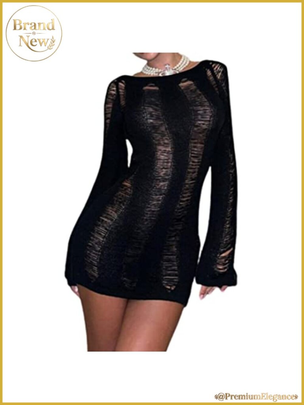 Women's Long Sleeve Bodycon Mini Dress Sexy Y2k Backless Polyester Cotton